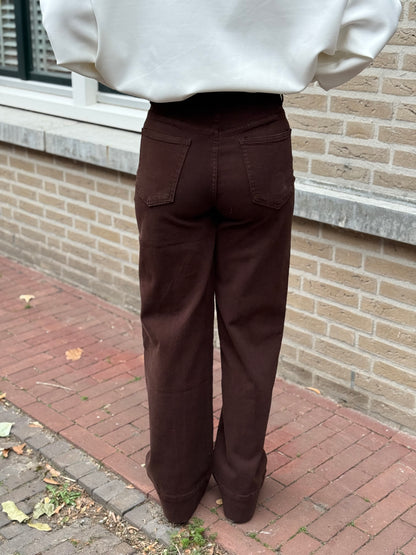 High waist - wide leg jeans - bruin
