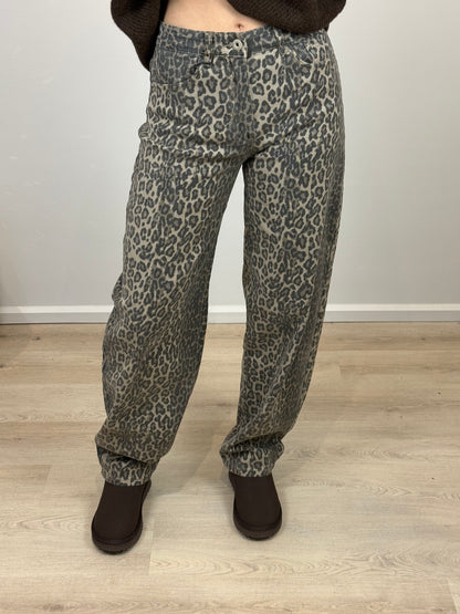 Mid waist - balloon stretch jeans - panter