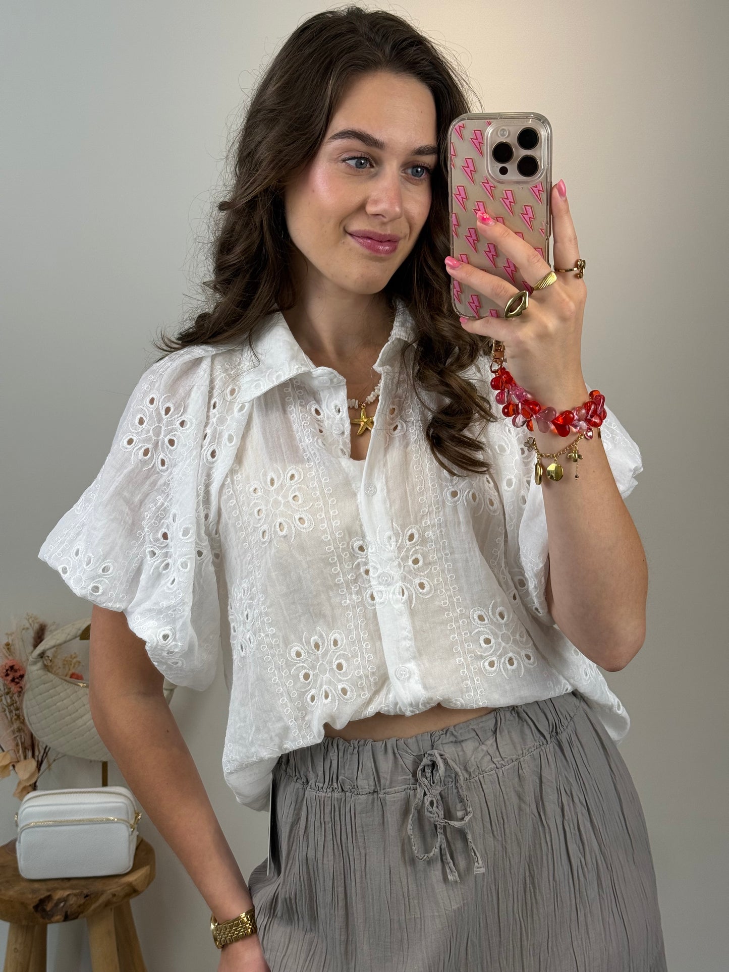 Broderie blouse - wit