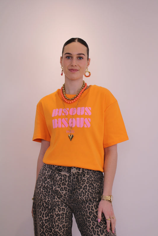 Shirt Bisous - oranje - At Styles