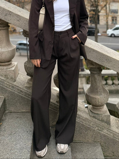 Wide leg pantalon - bruin