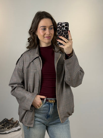 Geruiten jas - bruin/bordeaux