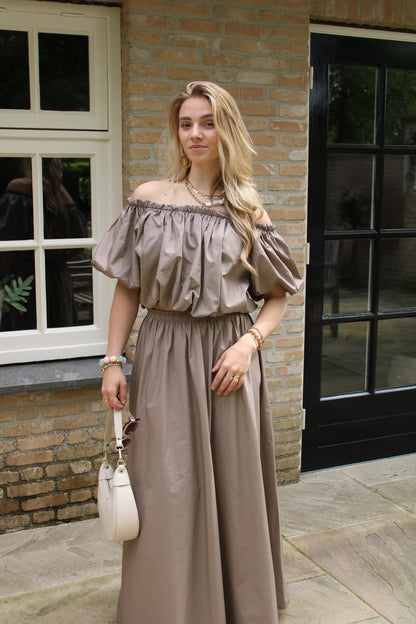 Off shoulder top - taupe