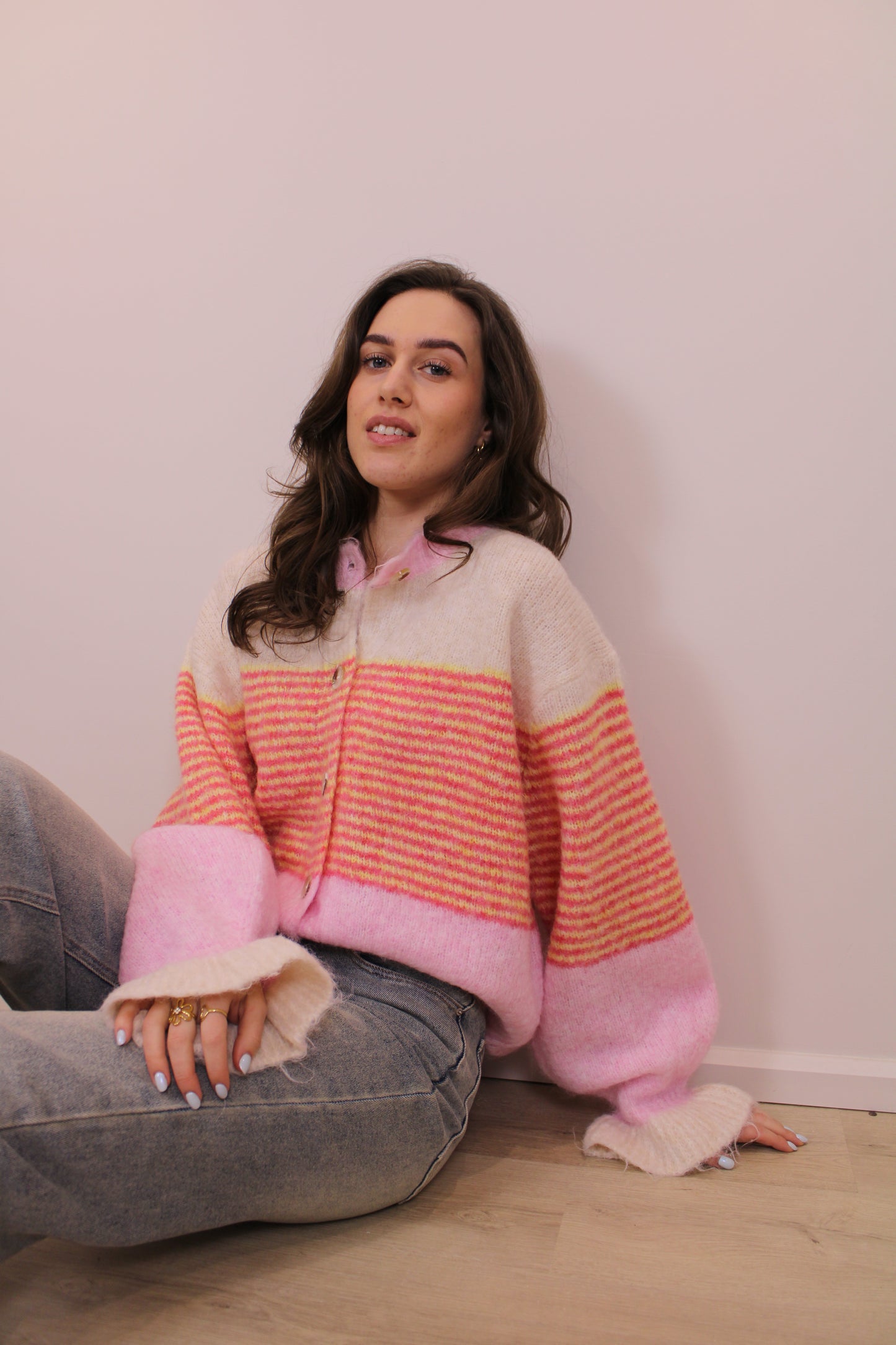 Trui met ruffles - roze