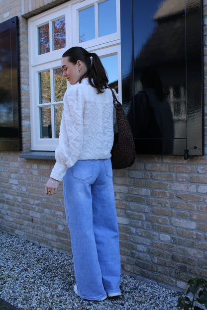 Blouse met ballon mouw - creme - At Styles