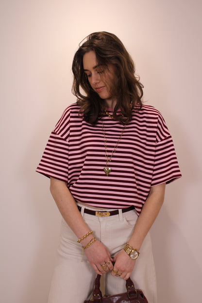 Gestreept shirt - roze/bordeaux