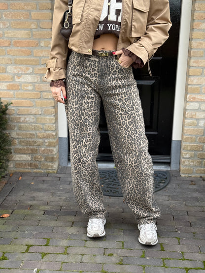 Mid waist - balloon stretch jeans - panter - At Styles