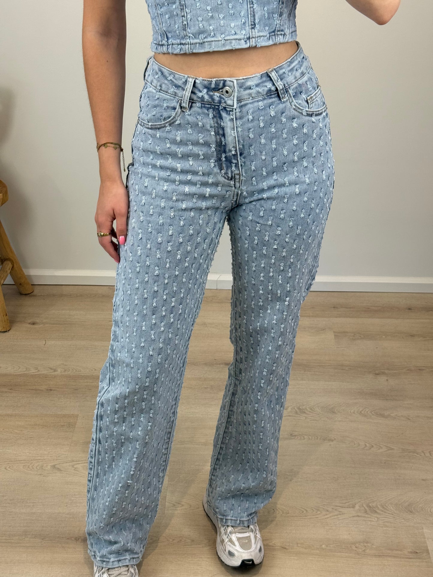Mid waist - straight leg jeans - lichtblauw