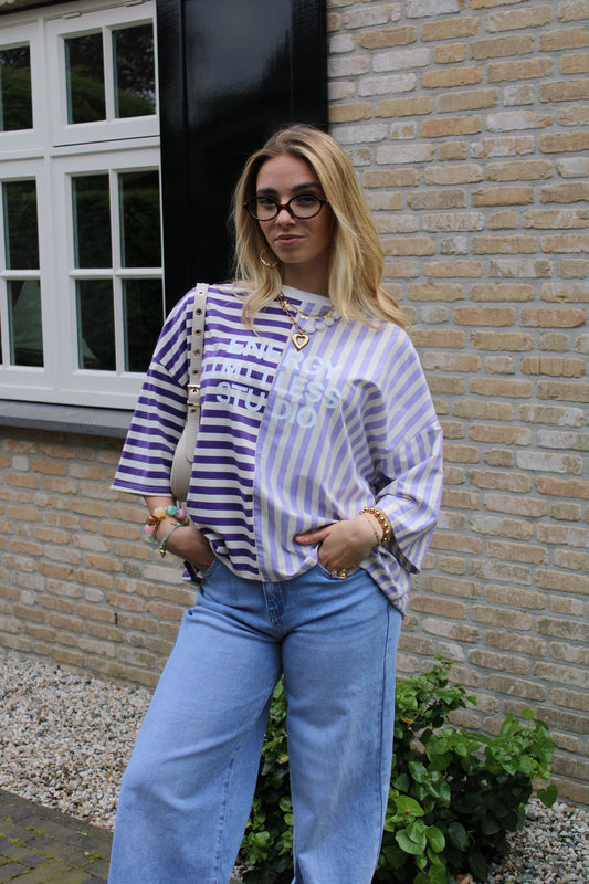 Gestreept studio shirt - lila
