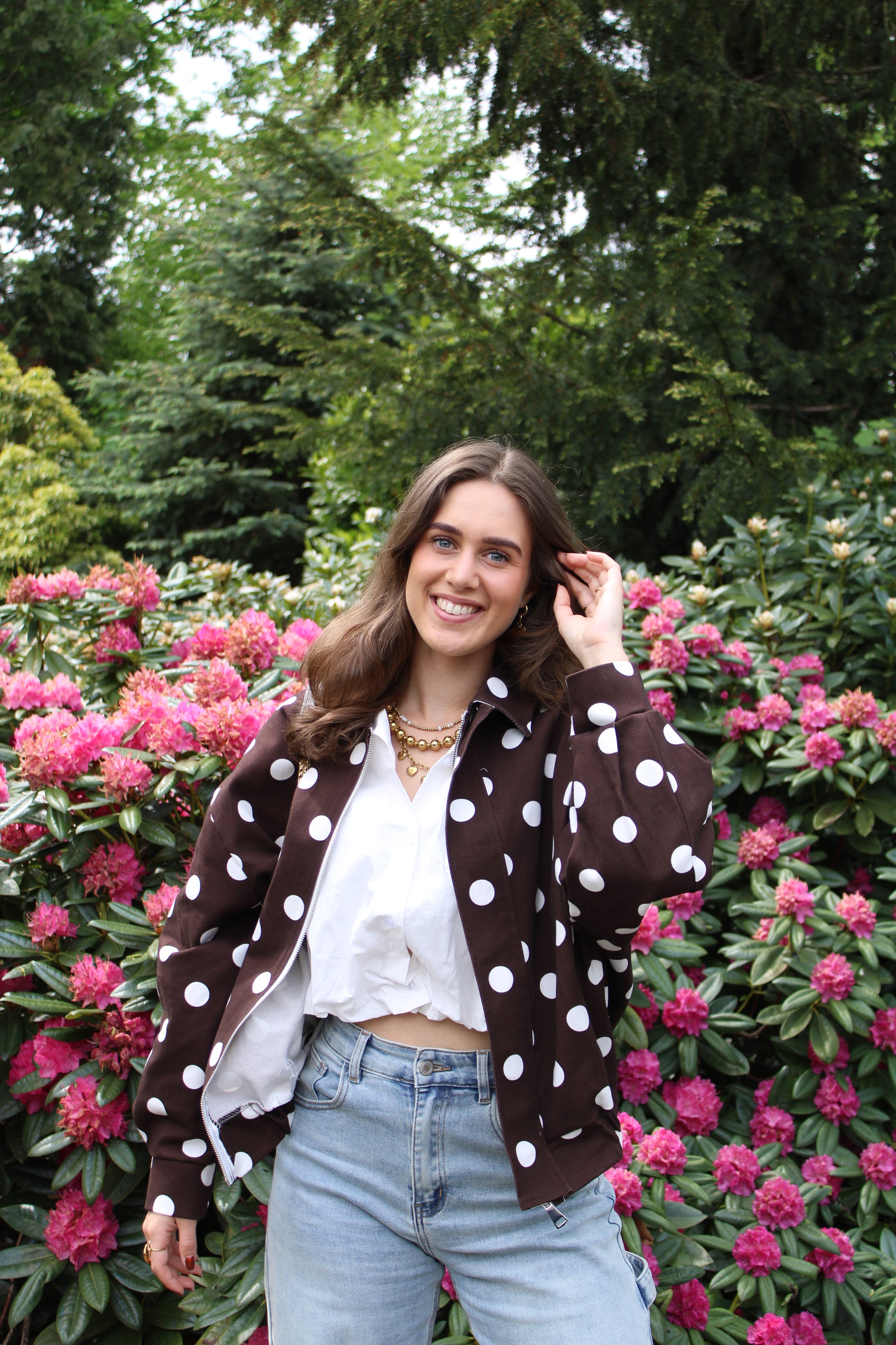 Polkadot jasje - bruin - At Styles
