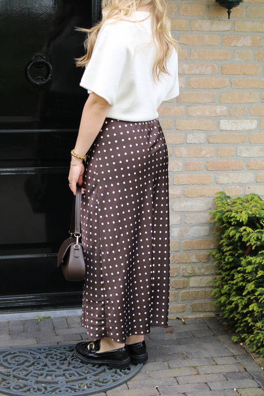 Lange rok polkadot - bruin