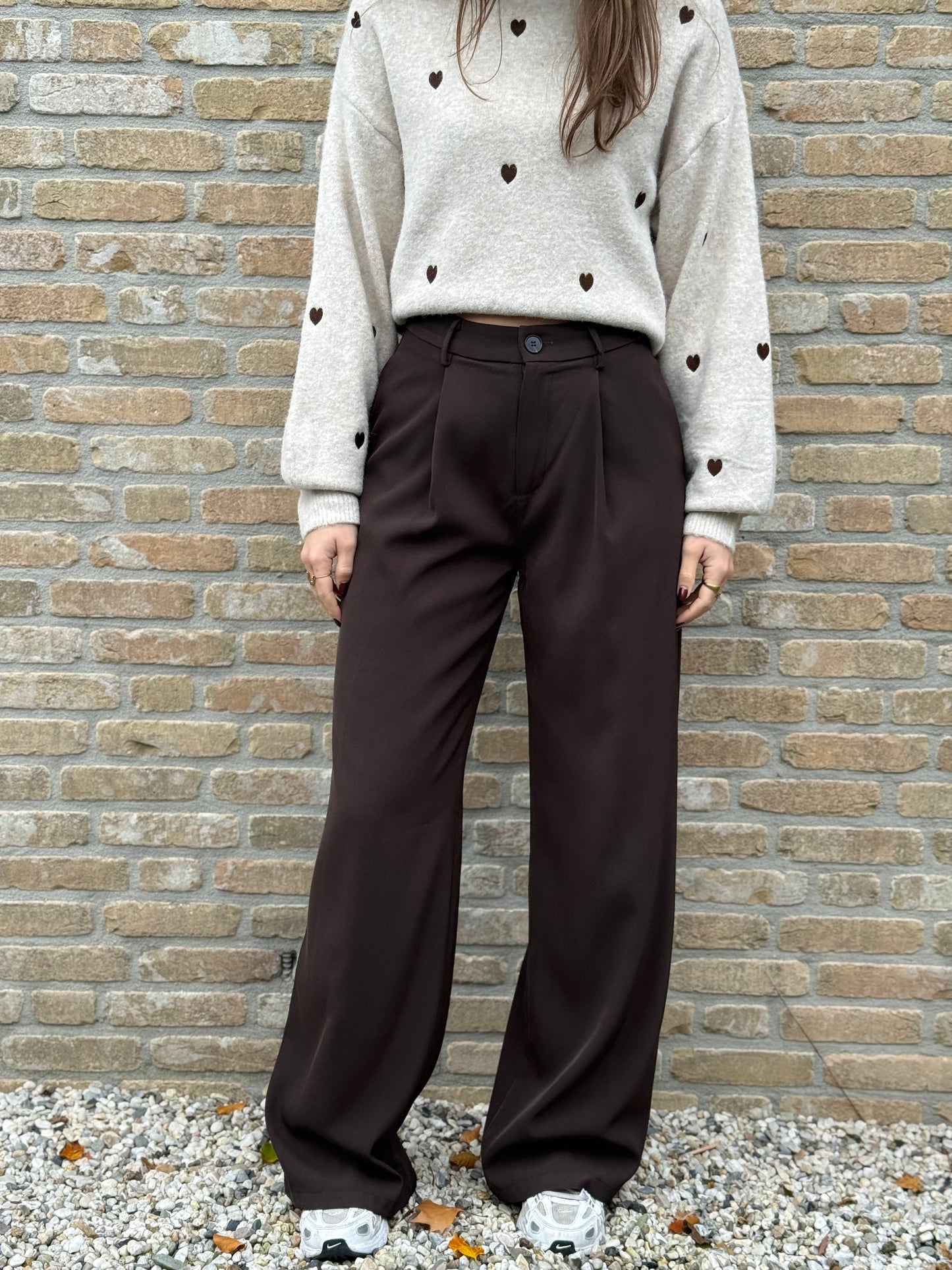 Wide leg pantalon - bruin