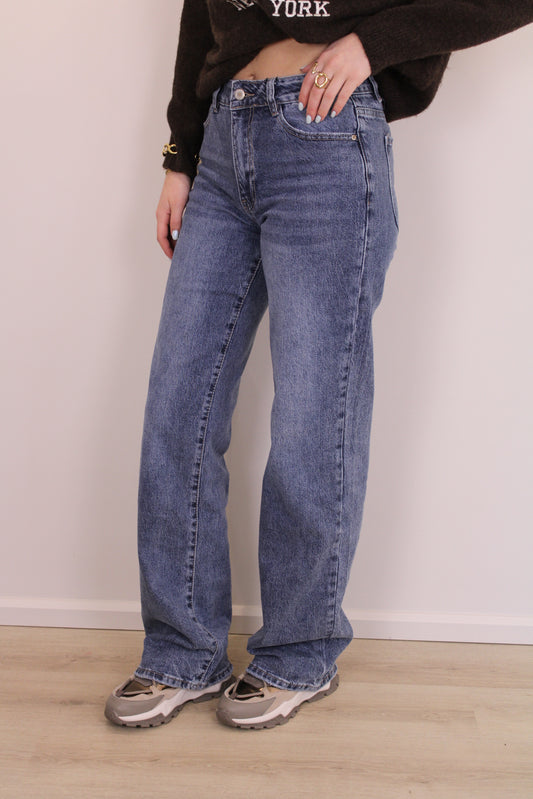 Mid waist - wide leg stretch jeans - denim (tall)