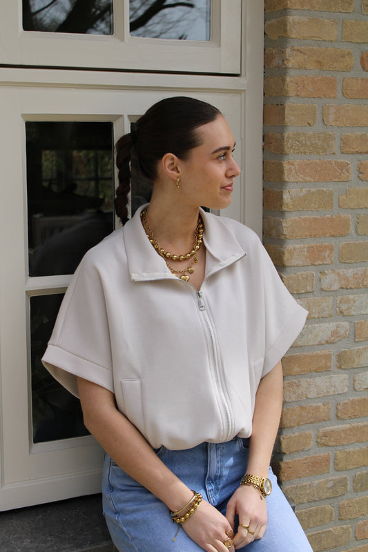 Top/vest met rits - beige