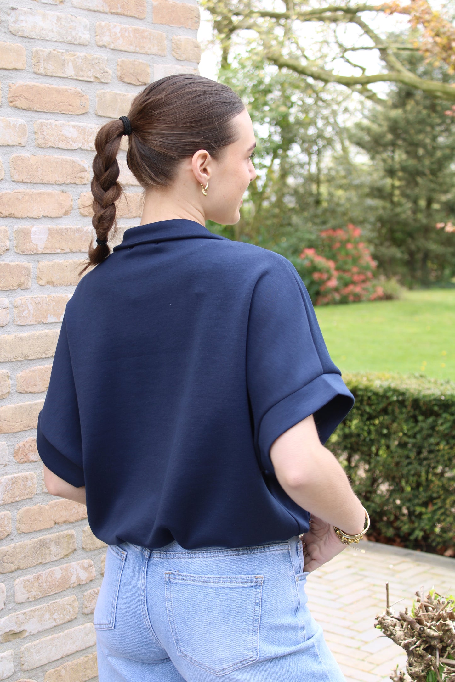 Top/vest met rits - donkerblauw