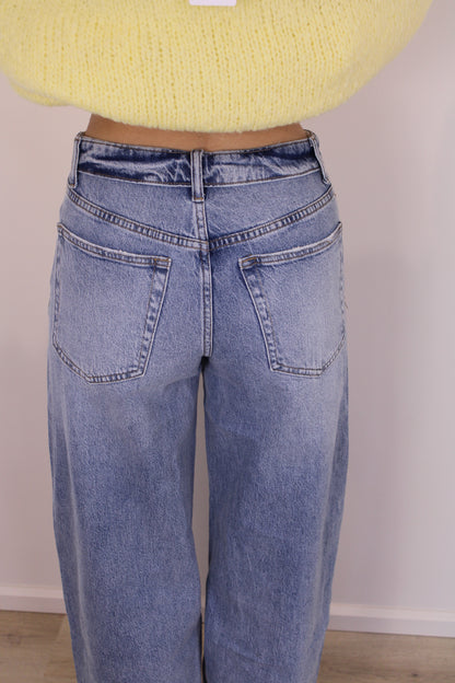 Mid waist - balloon stretch jeans met omslag - denim