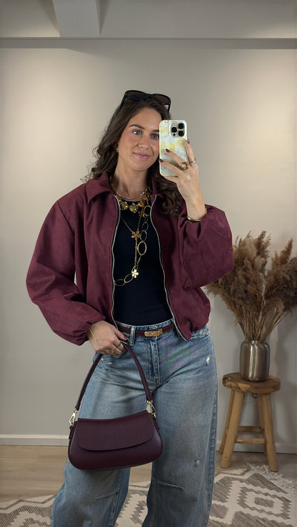Suede bomber jasje - bordeaux