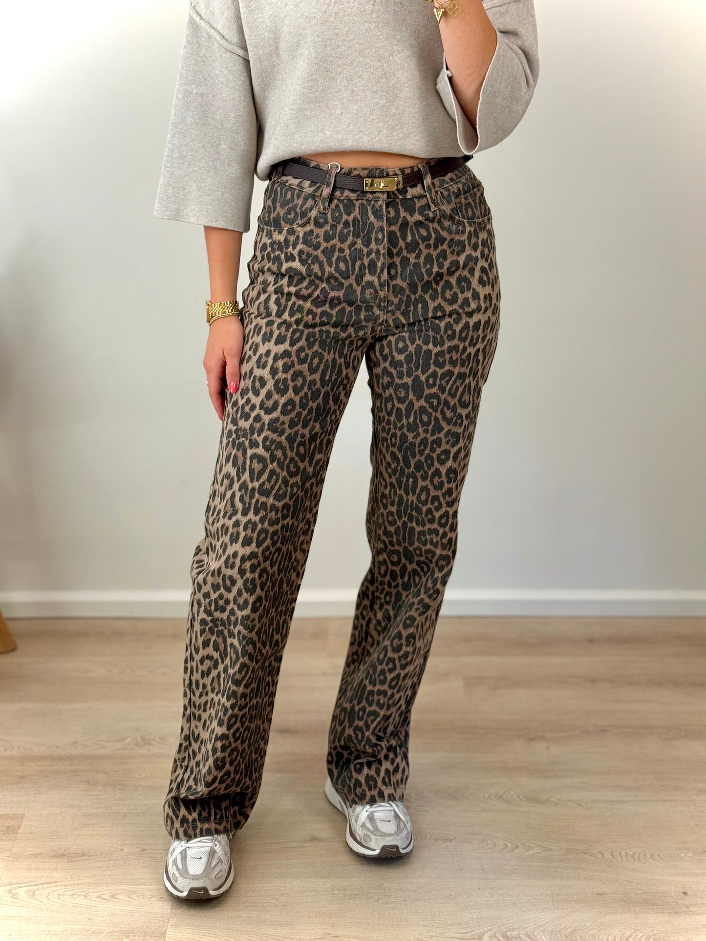 High waist - straight leg jeans - panter