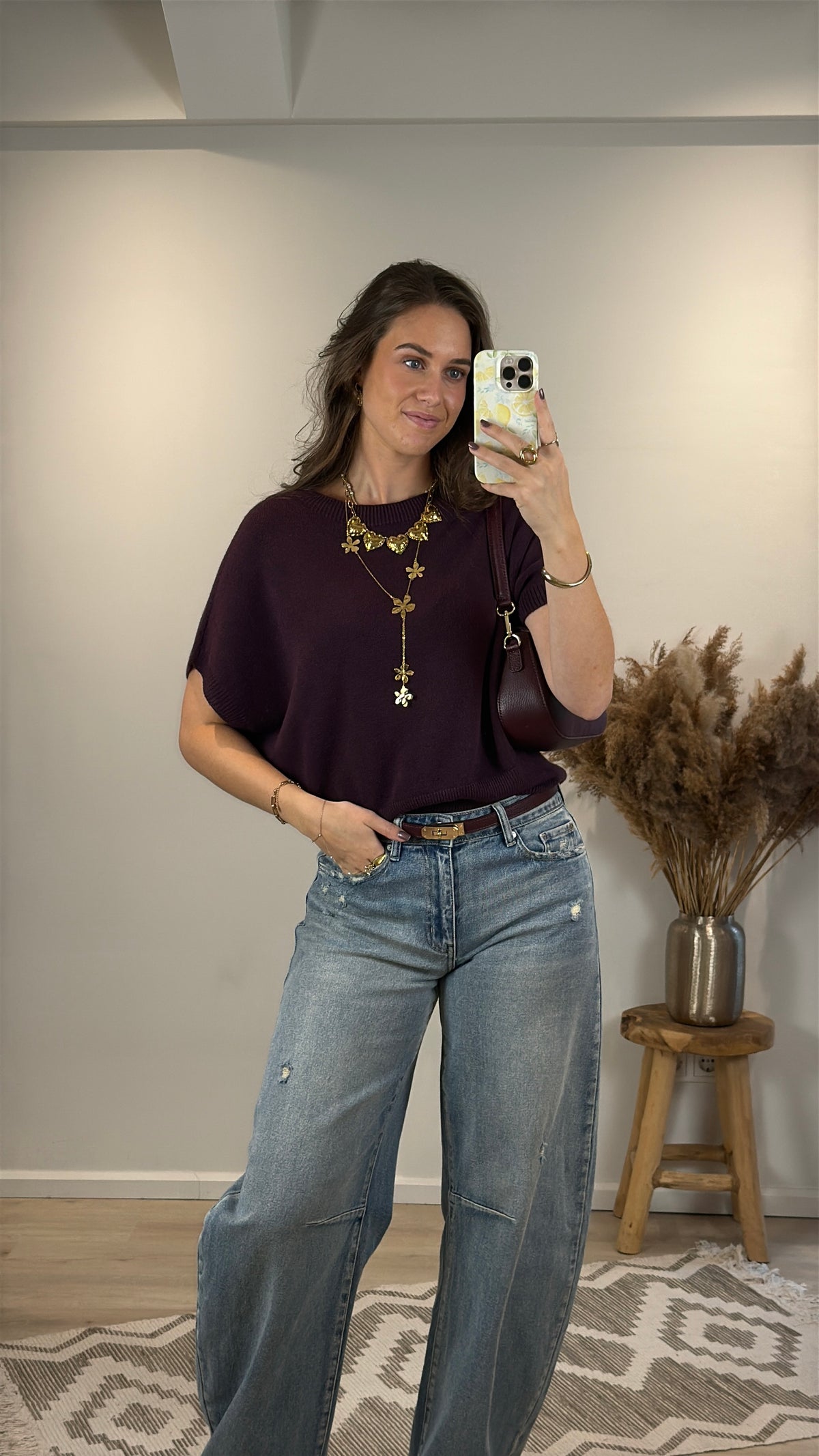 Knitted top - bordeaux