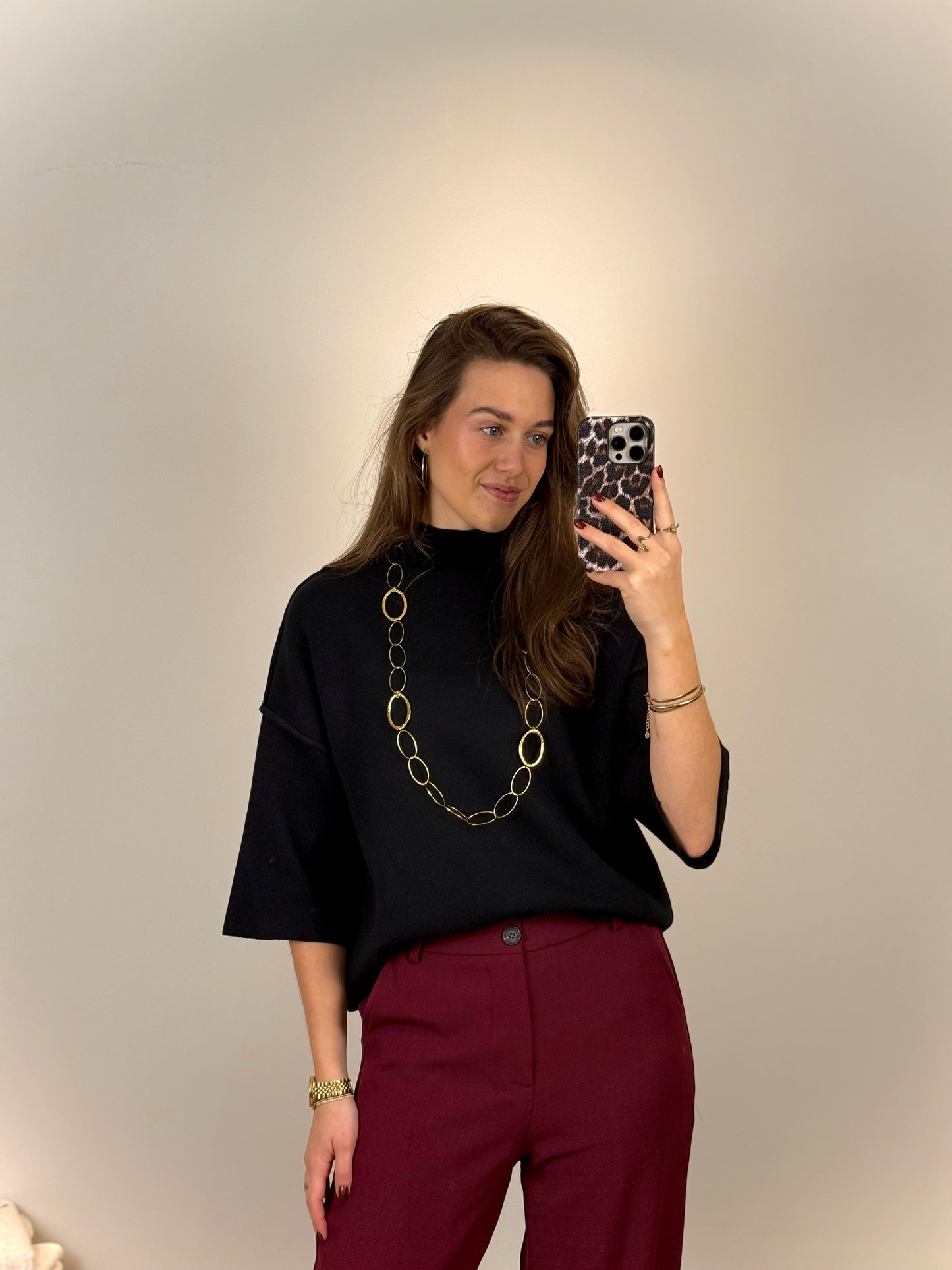 Top driekwart met naad - zwart