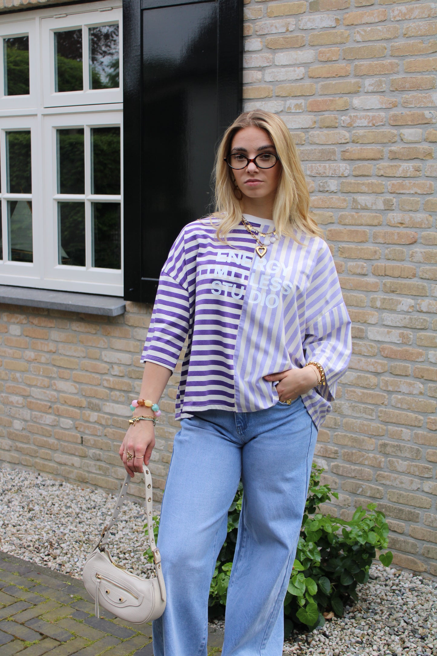 Gestreept studio shirt - lila - At Styles