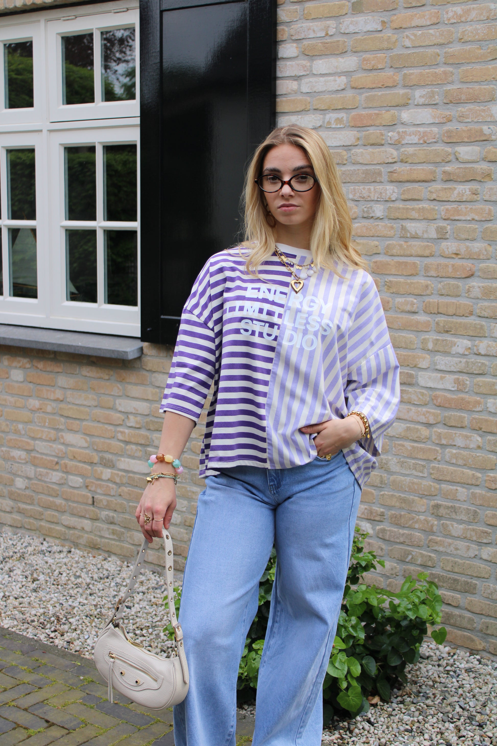 Gestreept studio shirt - lila - At Styles