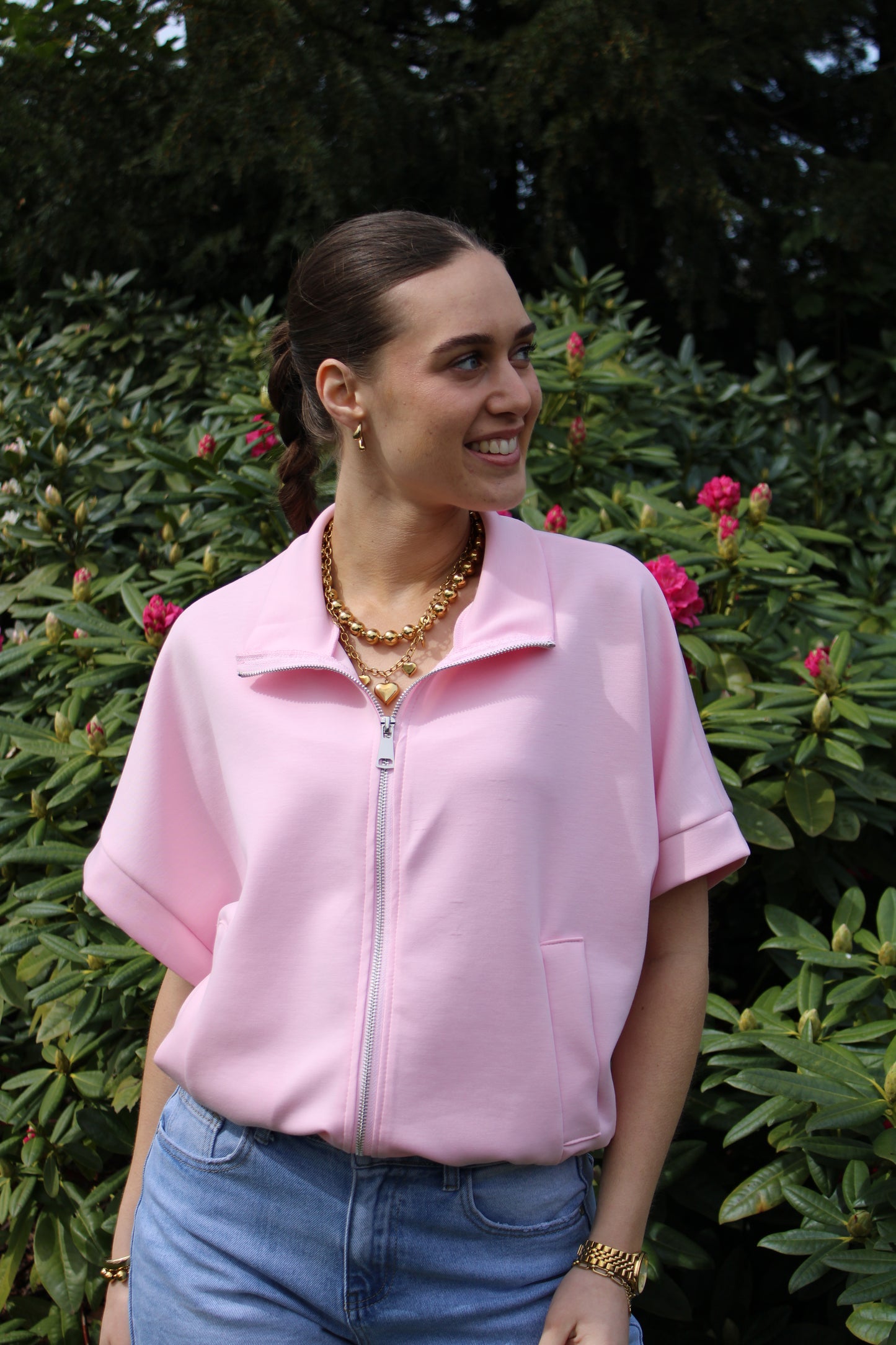 Top/vest met rits - roze