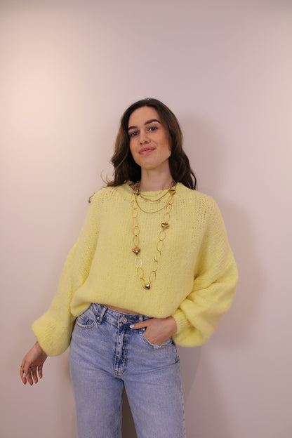 Oversized gebreide trui - geel