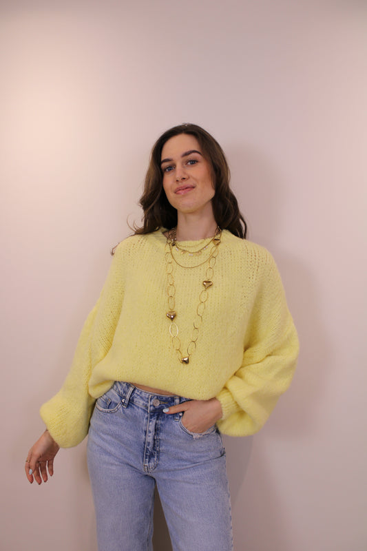 Oversized gebreide trui - geel