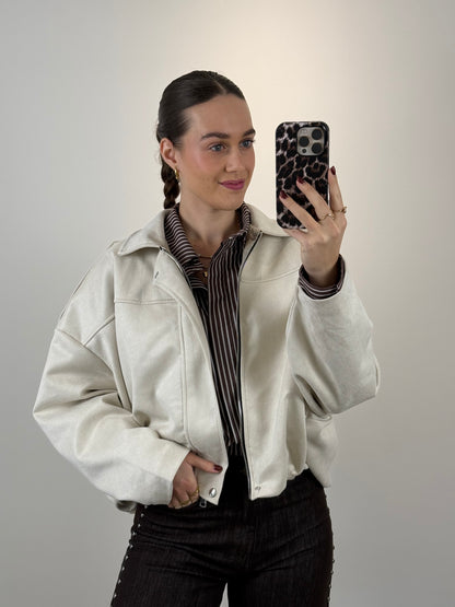 Suede bomber jasje - beige