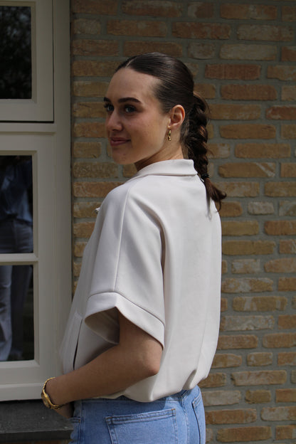 Top/vest met rits - beige