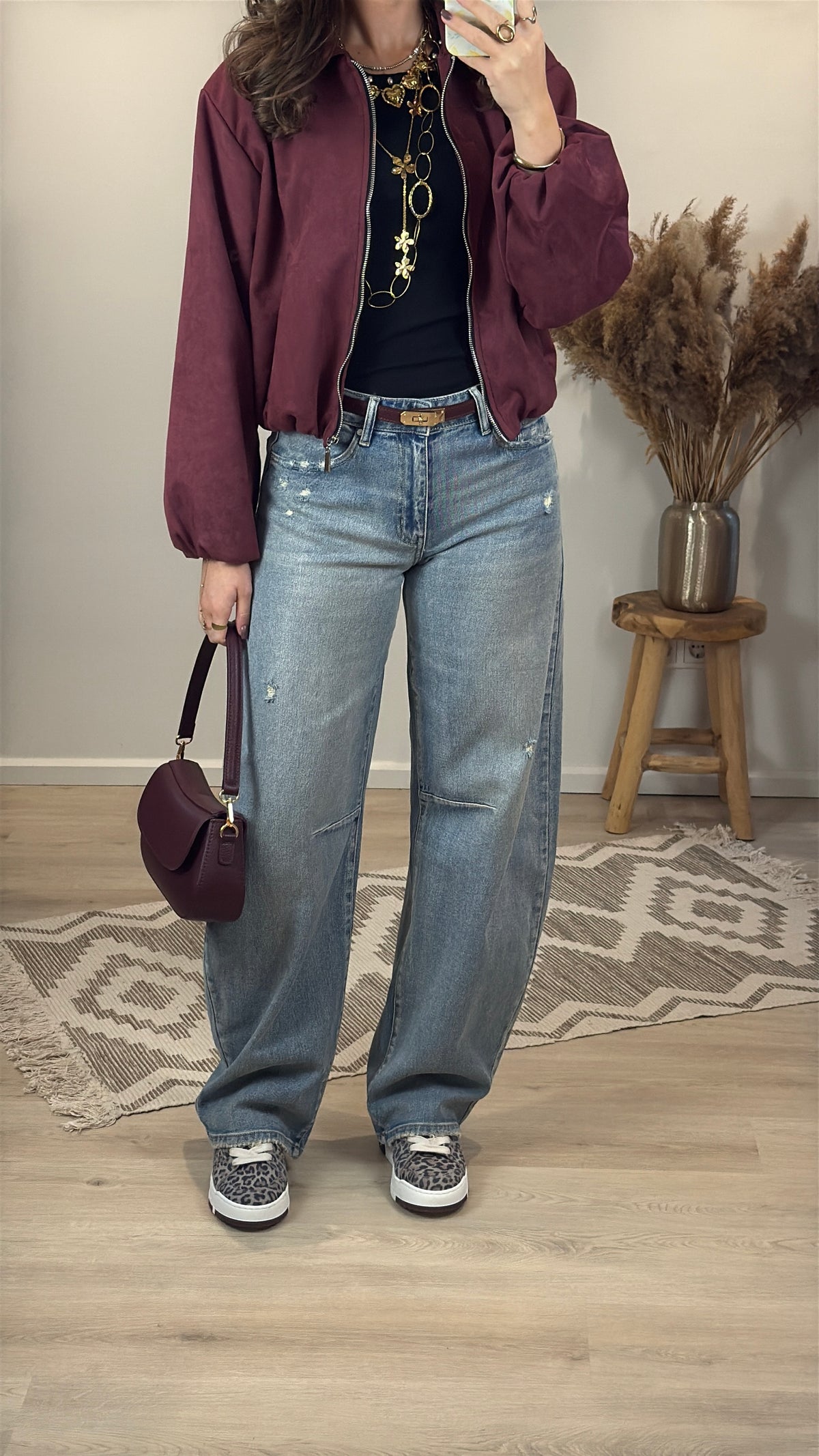 Mid waist - barrel jeans - washed denim