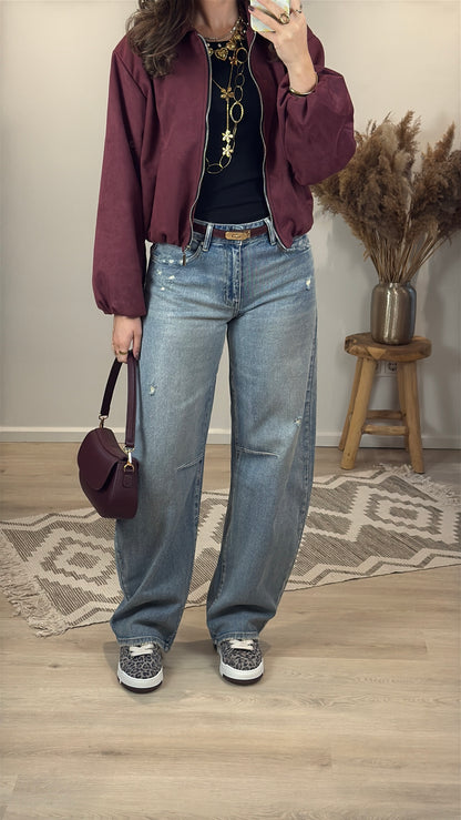 Mid waist - barrel jeans - washed denim