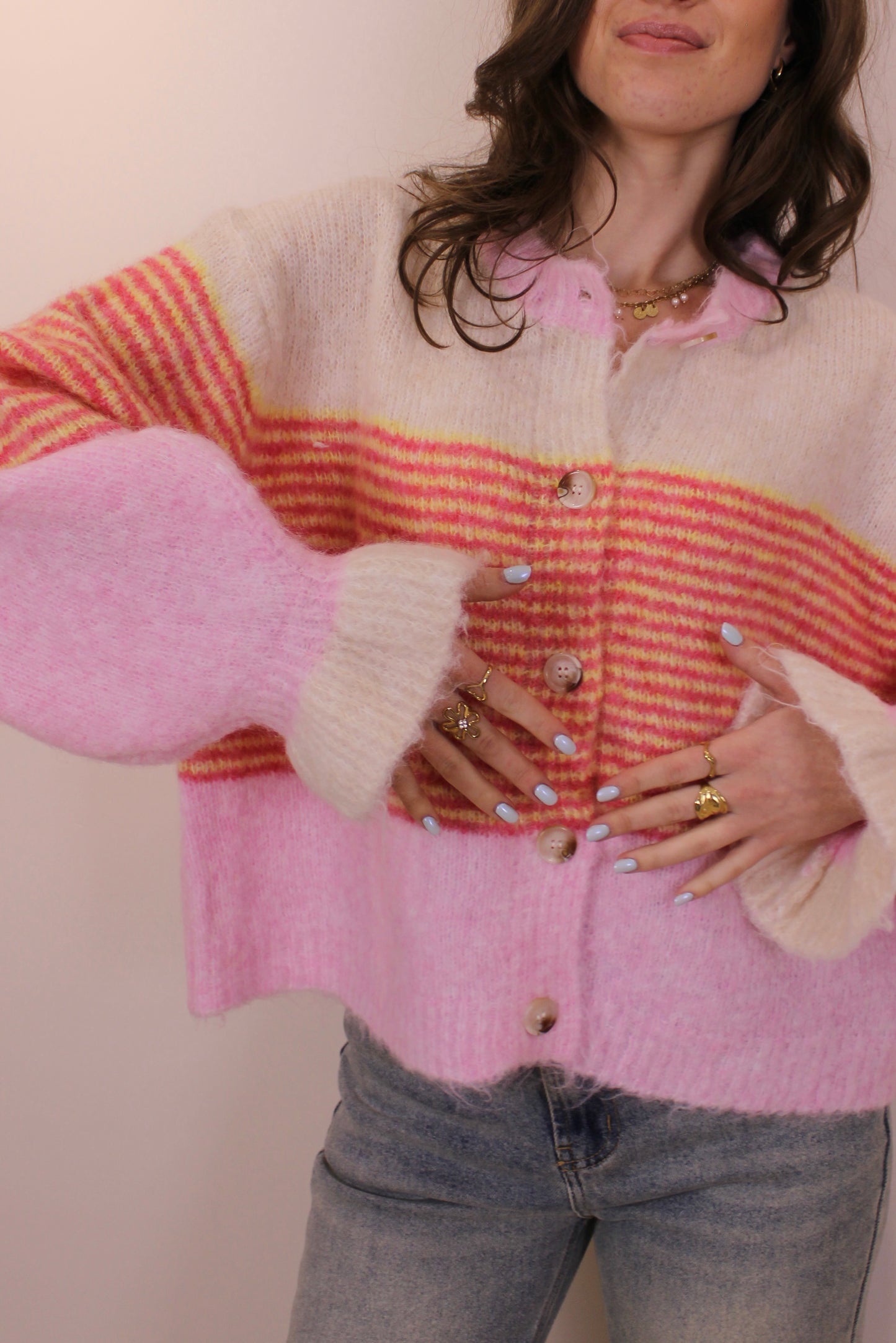 Trui met ruffles - roze