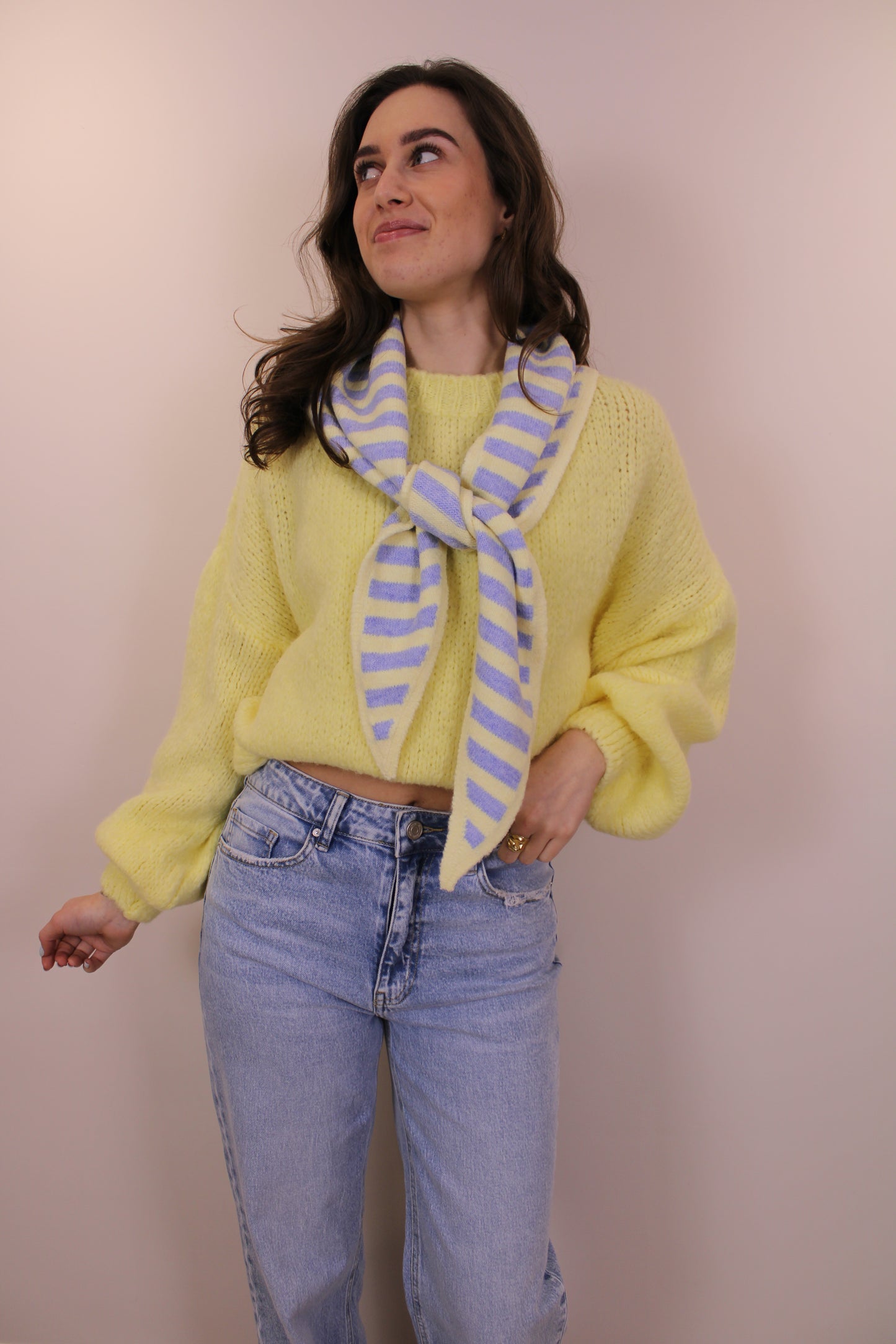 Gestreept sjaaltje - geel/blauw