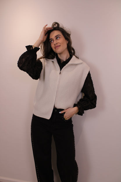 Spencer top/vest met rits - creme - At Styles