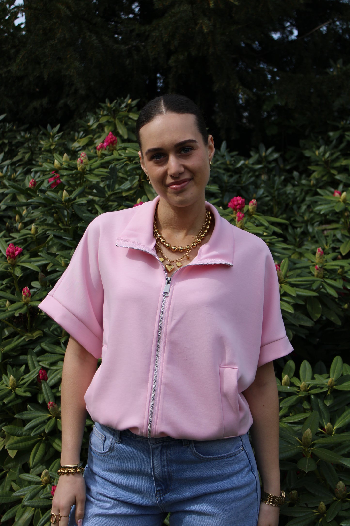 Top/vest met rits - roze