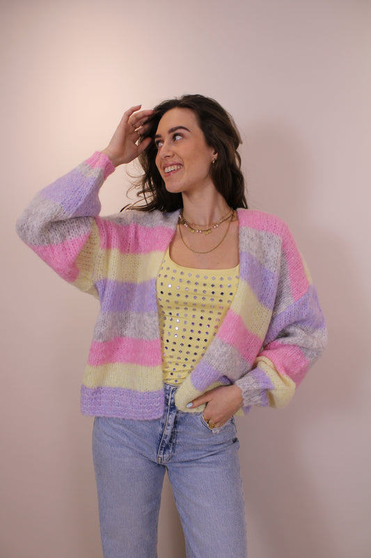 Vest - roze/paars/geel/grijs