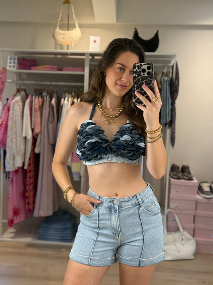 Handgemaakte denim top