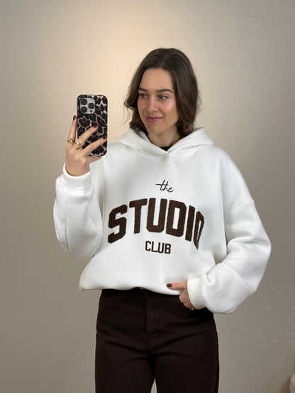 Fleece hoodie/trui Studio - wit