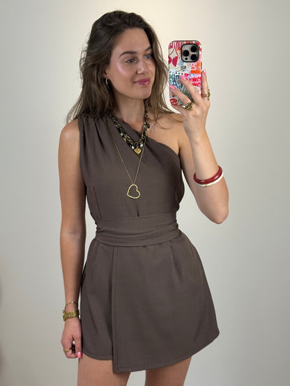 One shoulder playsuit - bruin