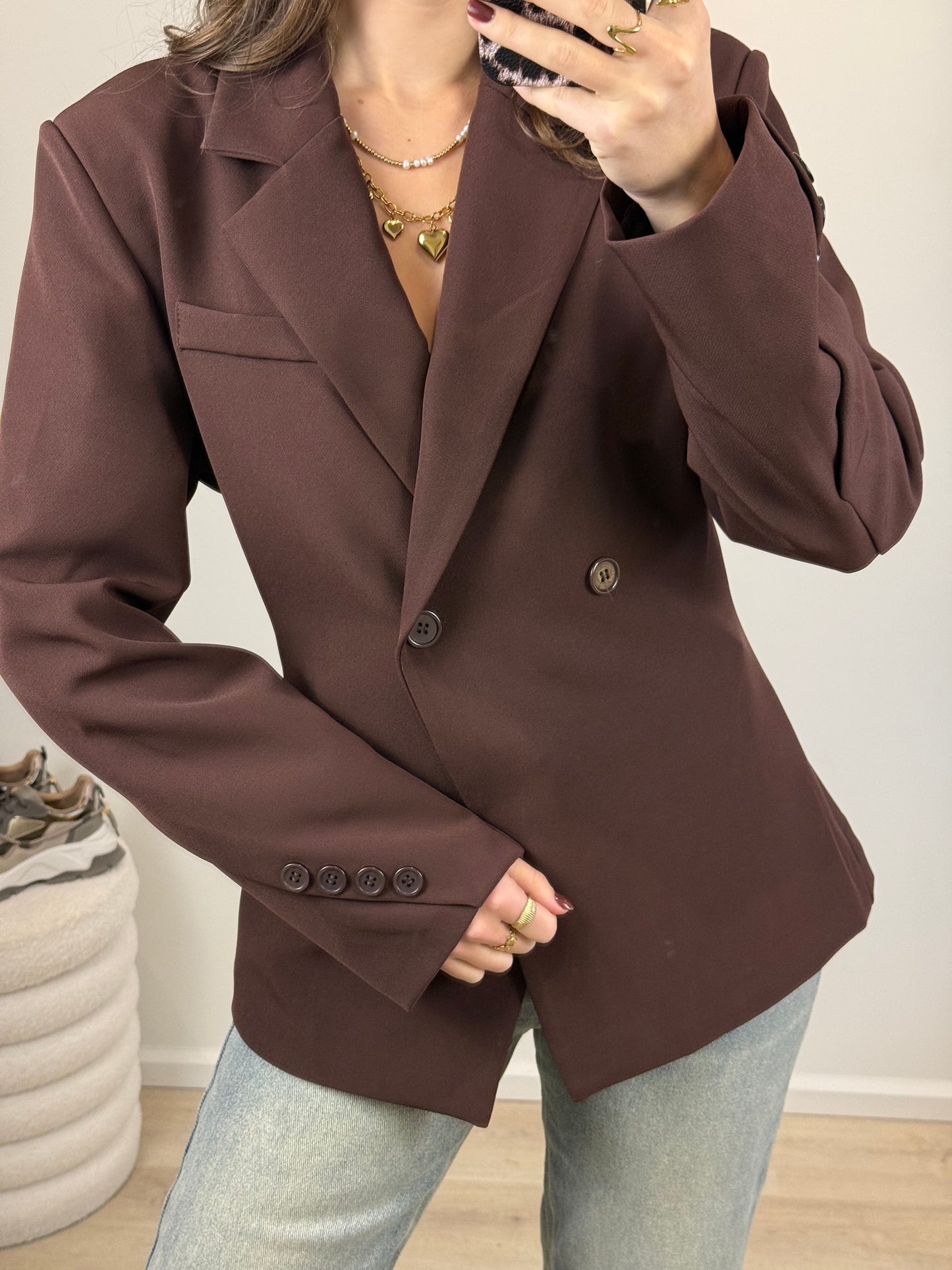 Getailleerde blazer - bruin