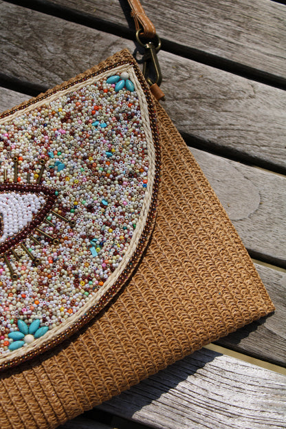 Kralen/jute tas met oog