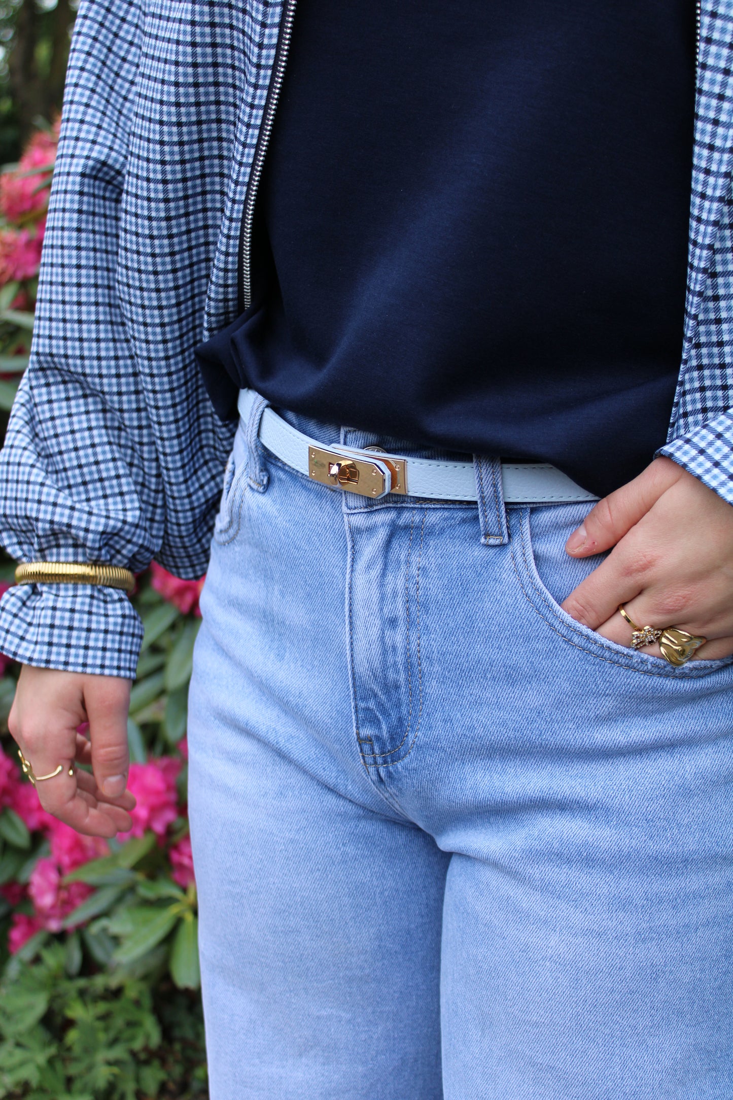 Leren riem Garcia - licht blauw - At Styles
