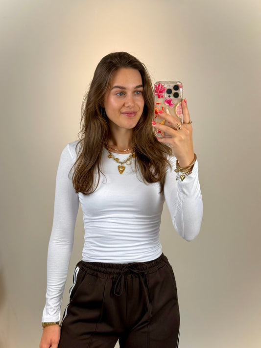 Basic top dubbellaags - wit