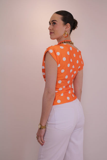 Polkadot top - oranje - At Styles