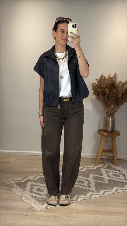 Mid waist - balloon stretch jeans - bruin