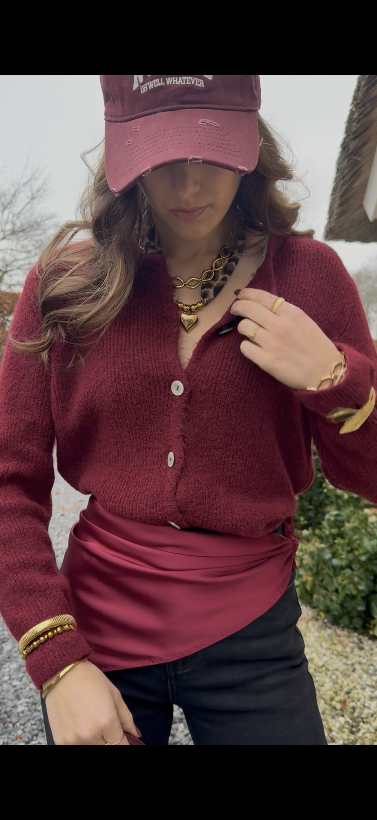 Cozy top/vest lange mouw - bordeaux