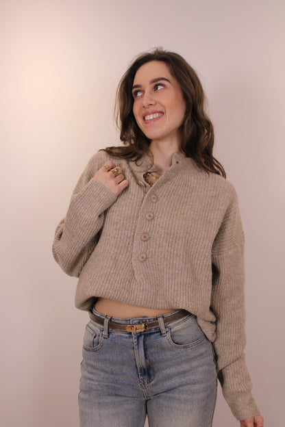 Trui met knopen - beige - At Styles