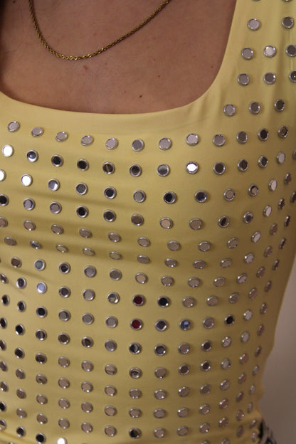Body met spiegel studs - geel